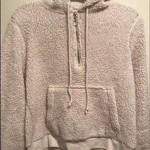 White fuzzy hoodie sweat shirt